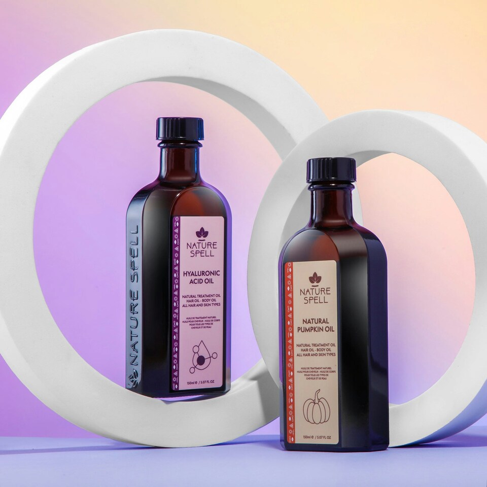 image 1 of Nature Spell Duo Elixir: Hyaluronic Acid & Pumpkin Hair Oils - The Harmony of Hydration and Growth
