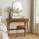 image 3 of Brown Faux Leather Stool Round Padded Seat Dressing Table Chair Metal Legs