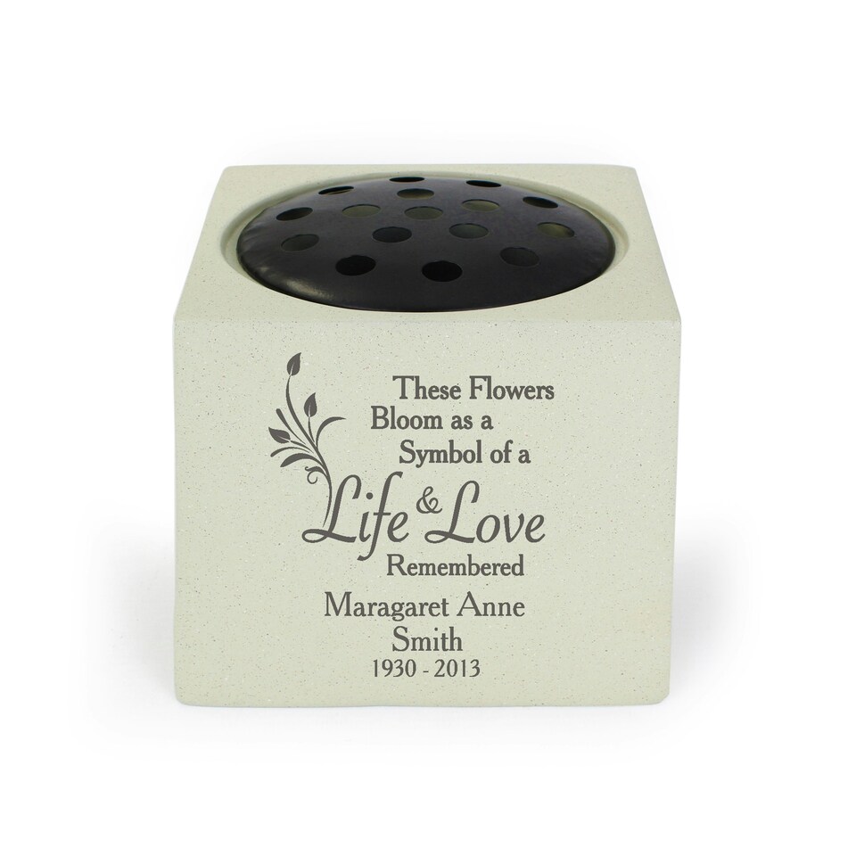 image 1 of Personalised Life & Love Memorial Resin Vase