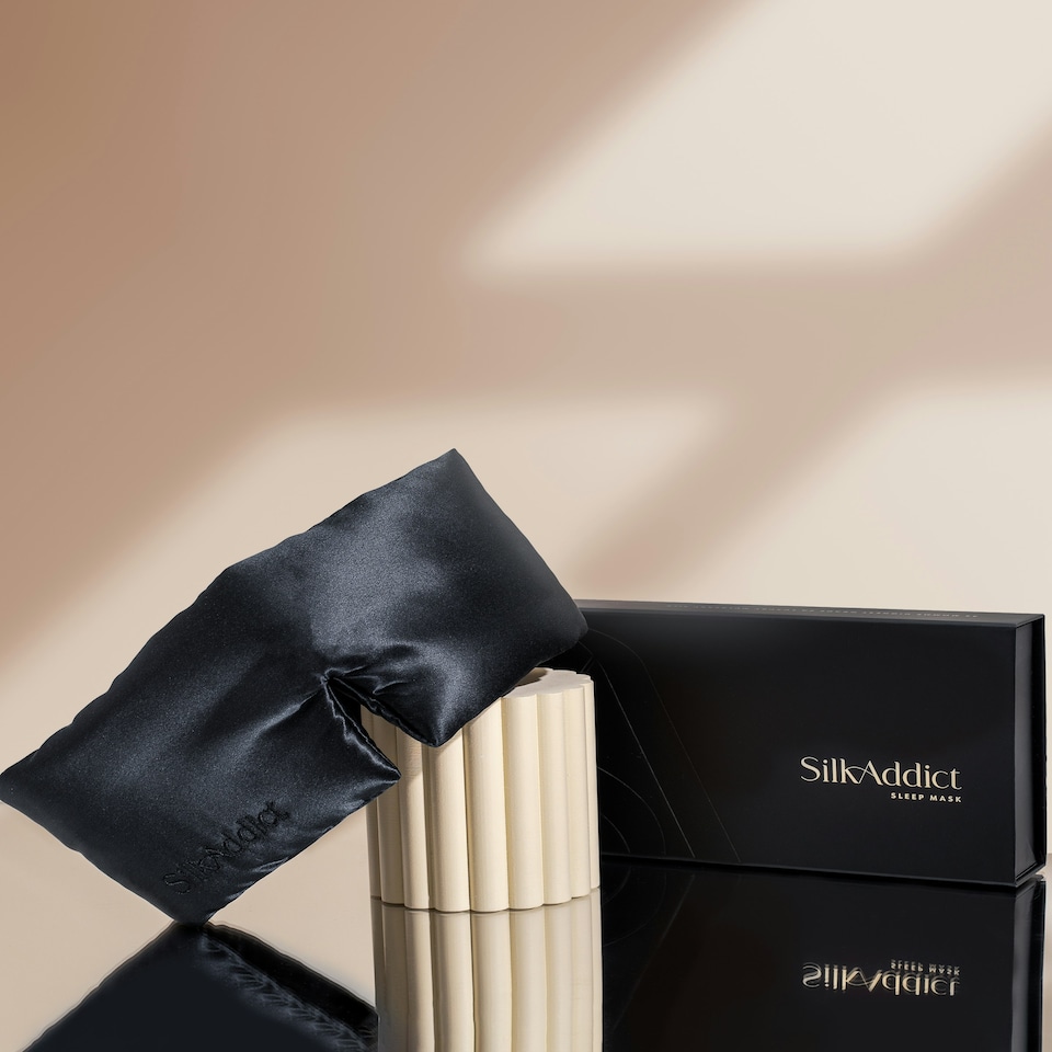 image 1 of Silk Addict 100% Mulberry Silk Sleep Mask – Black | Black | 1