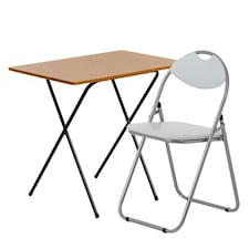 Harbour Housewares Wooden Folding Desk & Chair Set - Natural/White