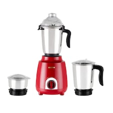 GEEPAS 600W 3-in-1 Mixer Grinder | Stainless Steel Jars, Blades | Red