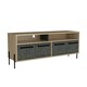 image 2 of Harvard Carbon Grey Oak and Washed Oak Wide 4-Door TV Unit - Modern Media Cabinet with Storage | Brown | Brown | 1
