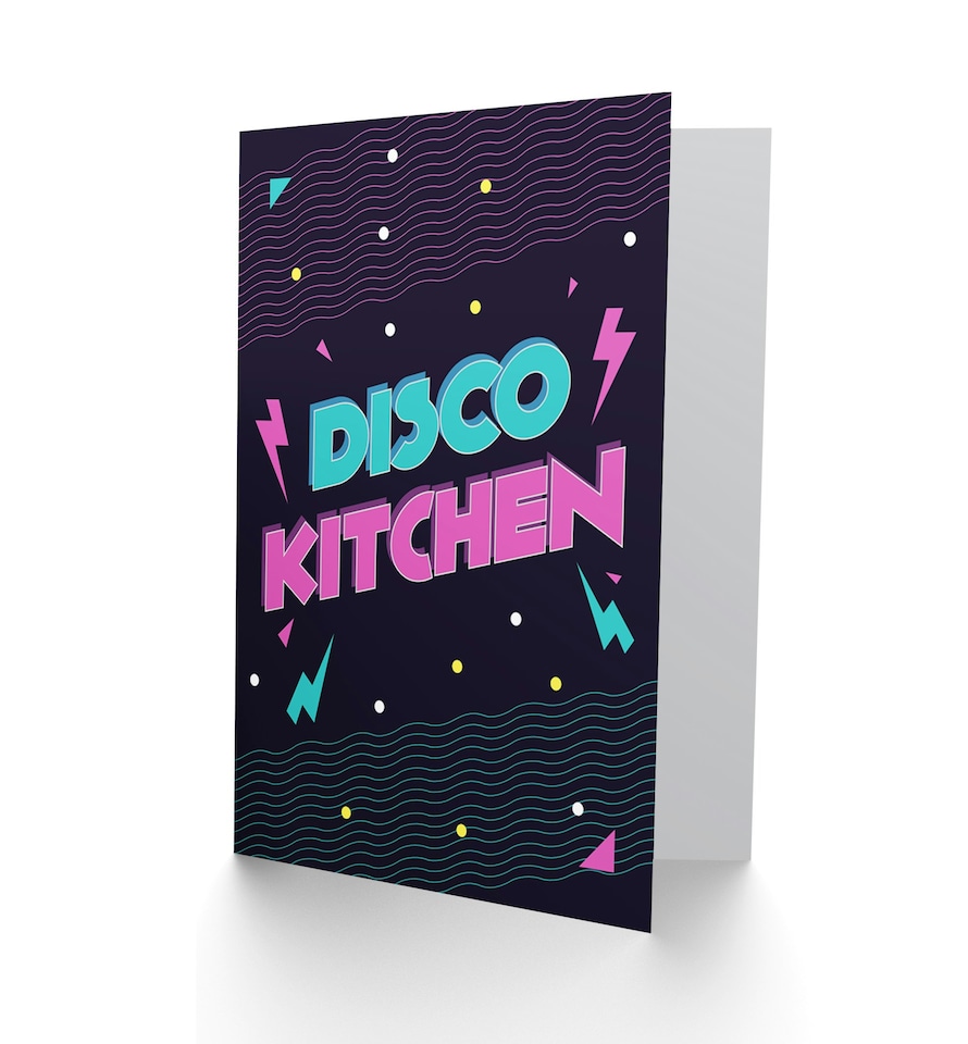image 1 of Disco Kitchen Blue Pink 80s Retro Style Card