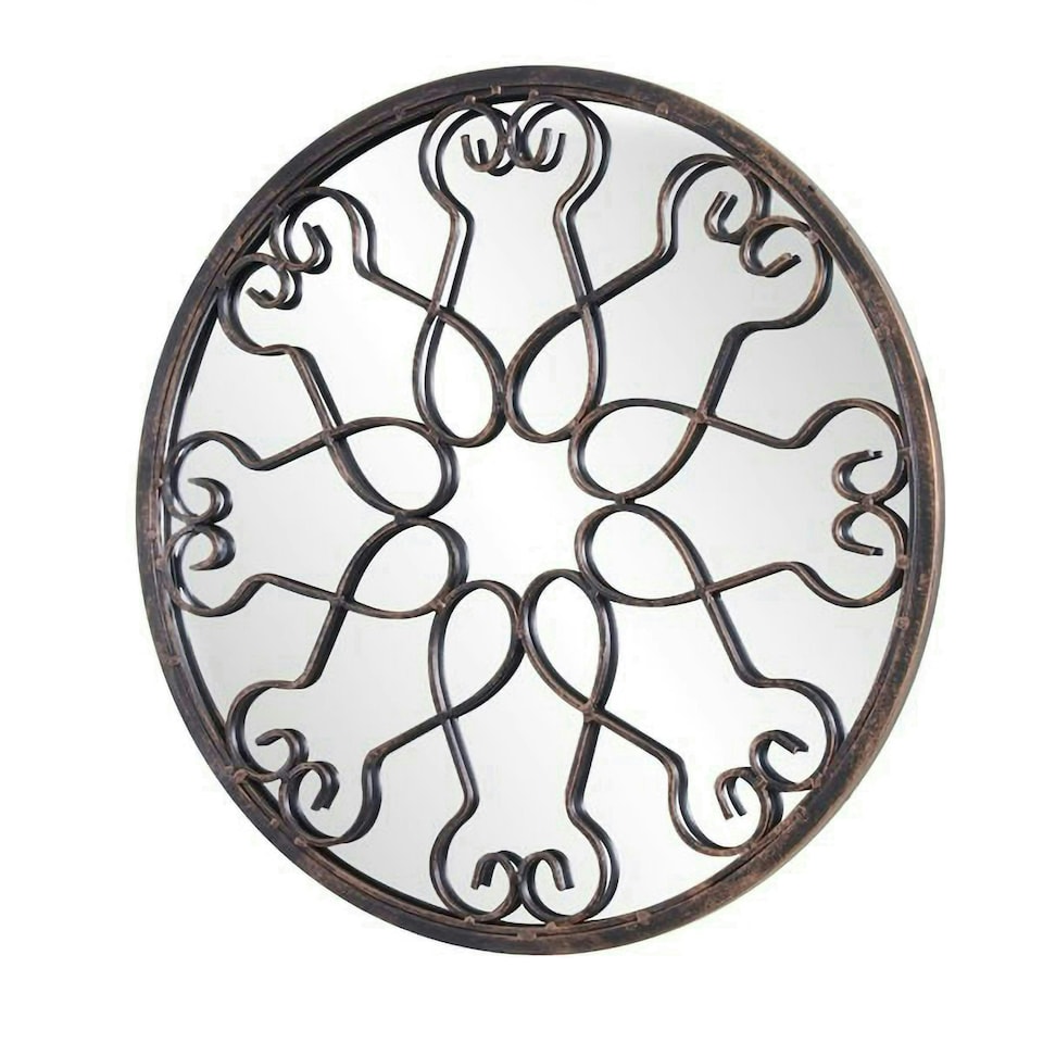 image 1 of Primrose Blossoming Deep Bronze Metal Outdoor Garden Framed Round Mirror