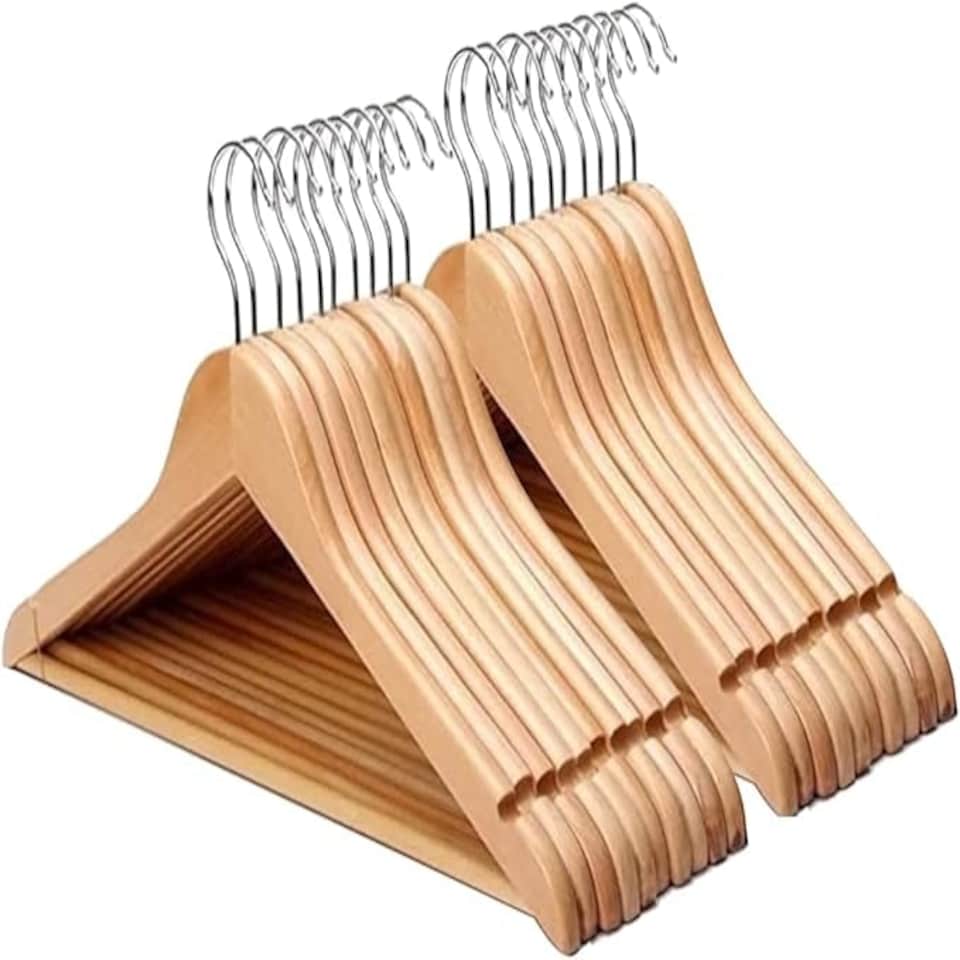 image 1 of Straame Brown Wooden Pack of 20 Hangers Hangers
