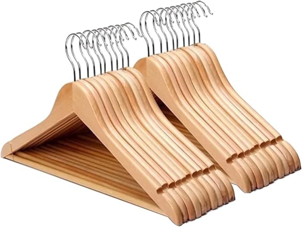 image 1 of Straame Brown Wooden Pack of 20 Hangers Hangers