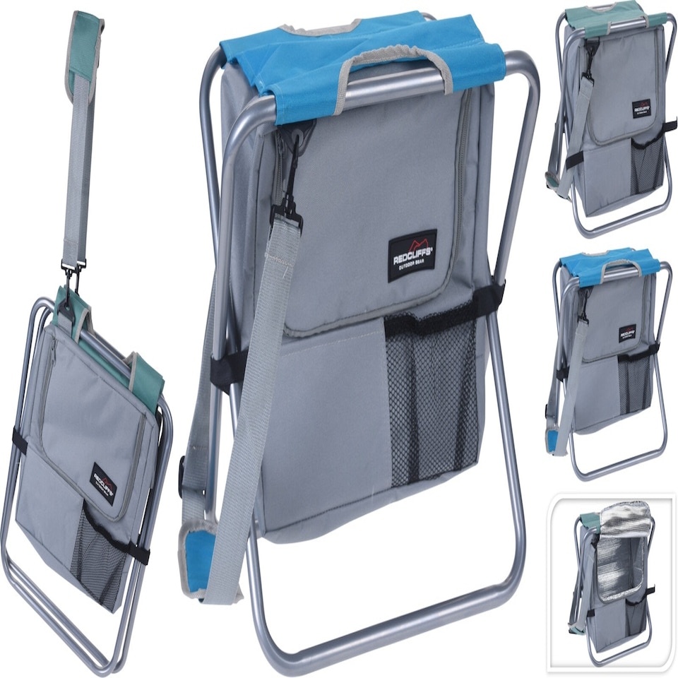 Camping Stool Foldable with Blue Coolerbag