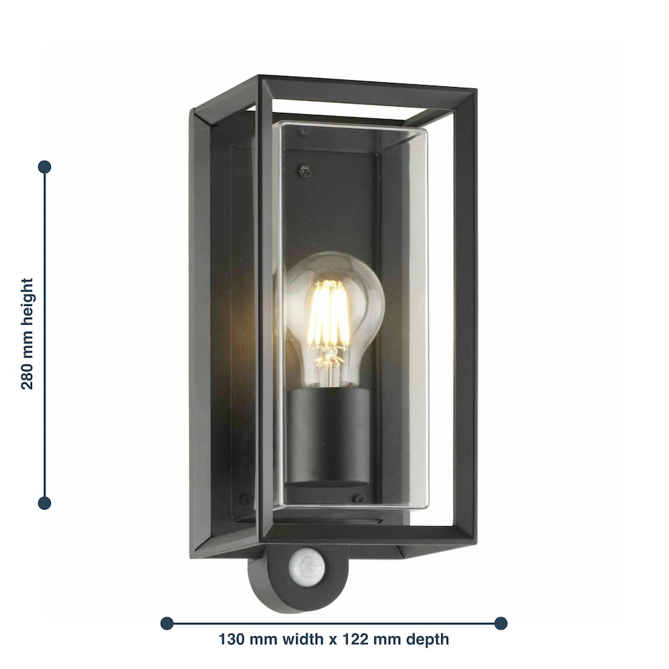 image 1 of Brandon - Black Motion Sensor Outdoor Wall Light Black | Clear