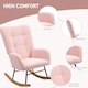image 4 of HOMCOM Rocking Chair, Teddy Upholstered Accent Chair, Modern Armchair with Wide Backrest and Rubberwood Base for Living Room, Bedroom, Light Pink | Pink | Hot pink