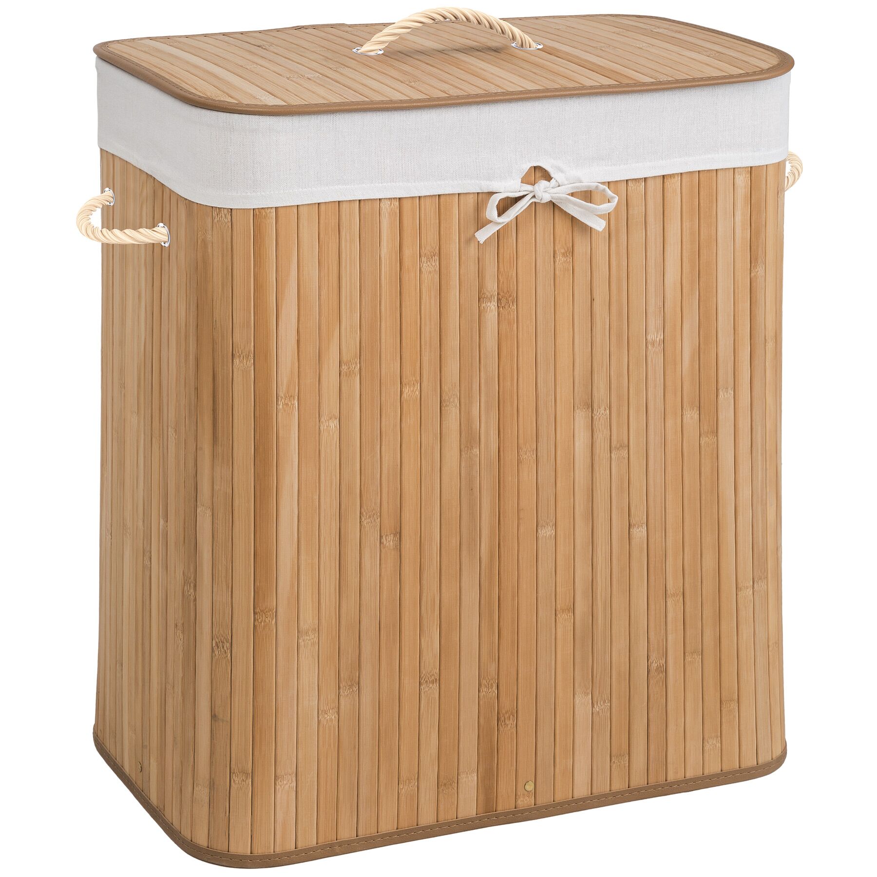 Laundry Basket - washing hamper with lid, removable laundry bag, 2 handles | Brown | beige | 100 L | 1