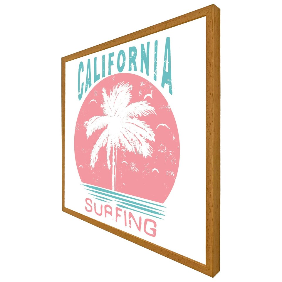 image 1 of California surfing (Picture Frame) White | XL