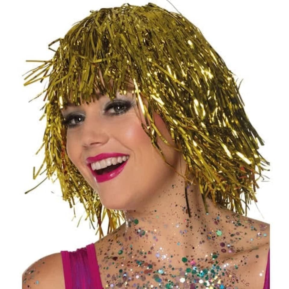 Metallic Gold Tinsel Wig