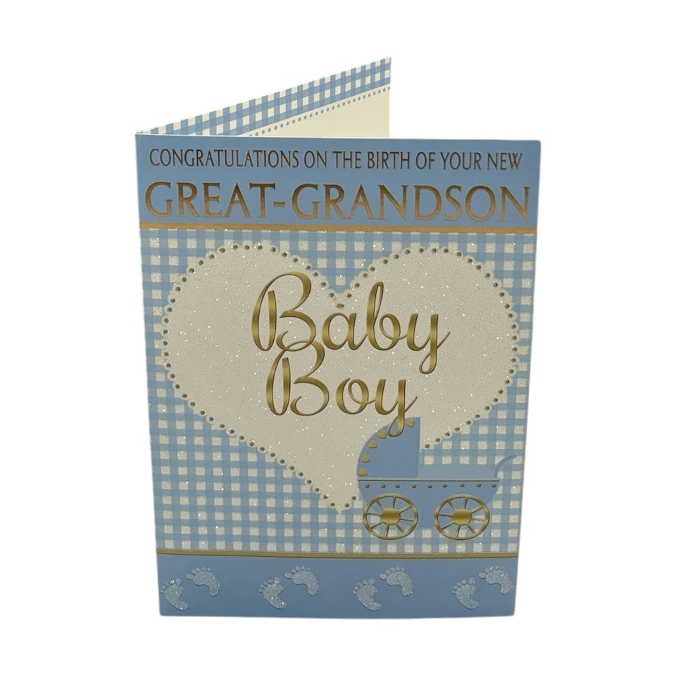 image 1 of On Birth Of New Baby Great Grandson Traditional Design Congratulations Card