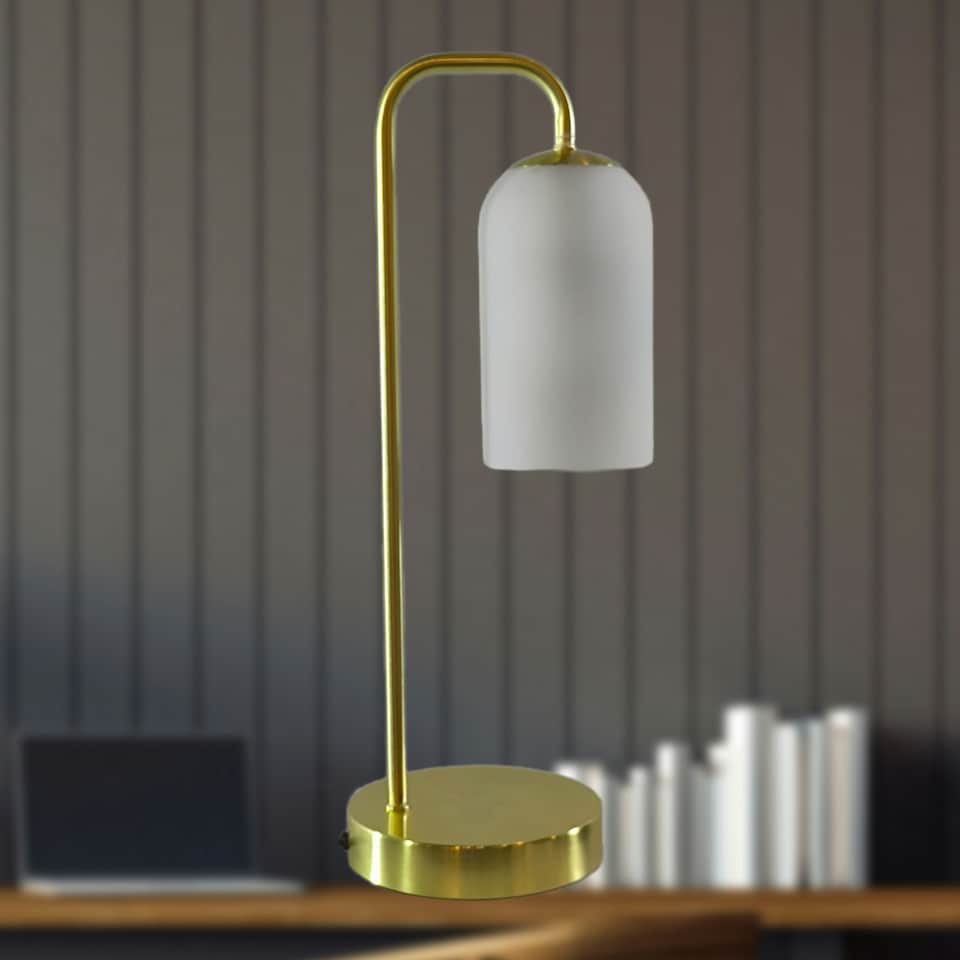 image 1 of Victoria - Satin Brass Touch Lamp with Frosted Glass Shade Bronze | White