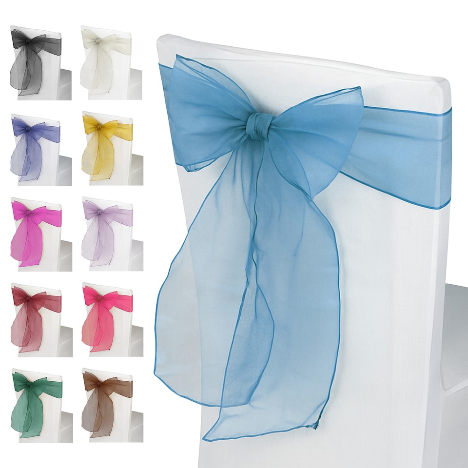 image 1 of 17 x 280cm Organza Chair Sashes, Sheer Sash Ties - 1pc