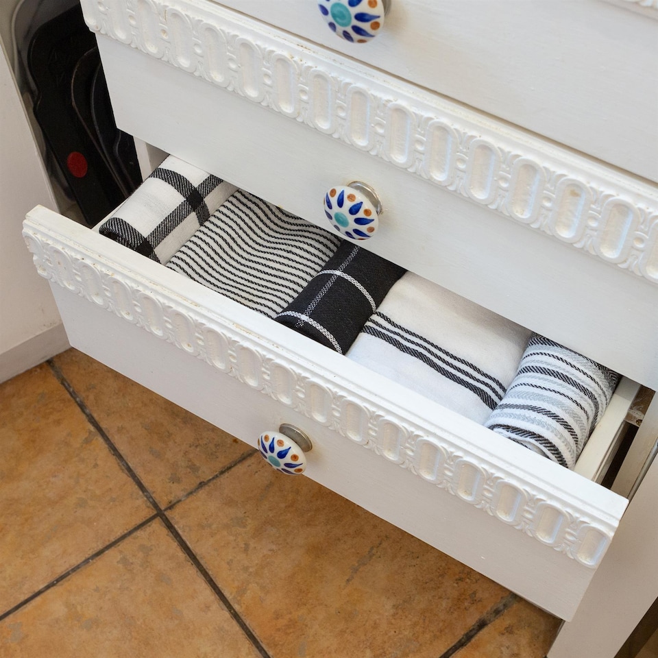 image 1 of Nicola Spring 10pc Cotton Tea Towel Set - 70cm x 50cm - Monochrome