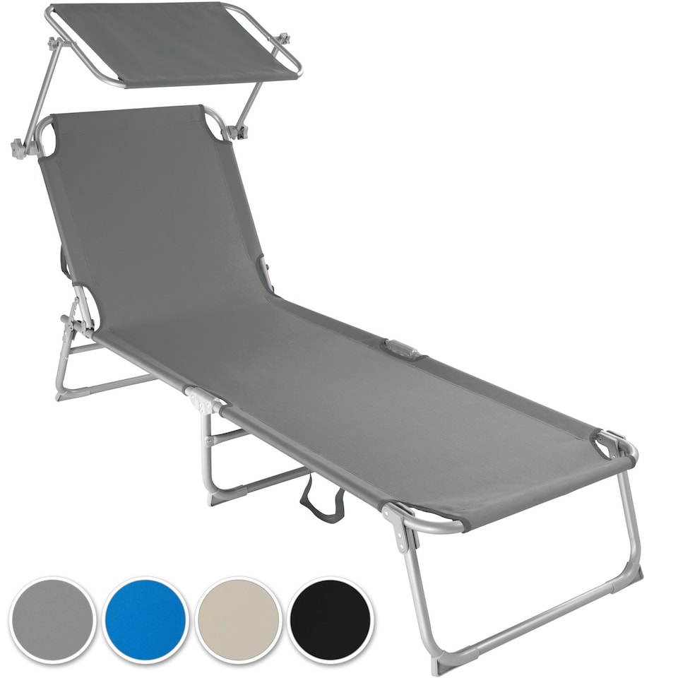 image 1 of Sun Lounger - foldable, adjustable sunshade and 4-step backrest Cream | Beige