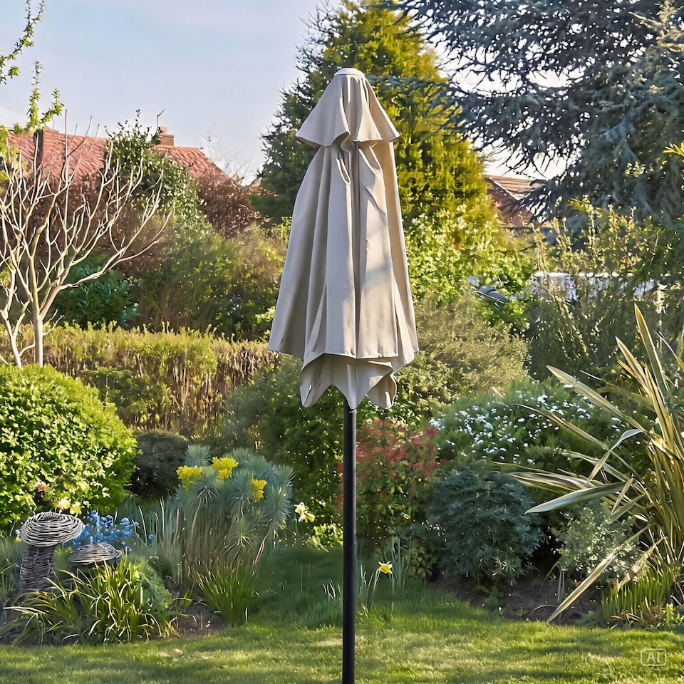 image 1 of Garden Parasol 2 Metre Patio Shade Sun Umbrella Rust Proof Aluminium Pole | Grey