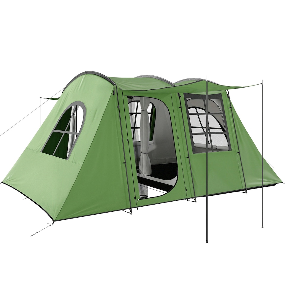 image 1 of Outsunny 3-4 Man Tunnel Tent with Sewn in Floor, 3000mm Waterproof 