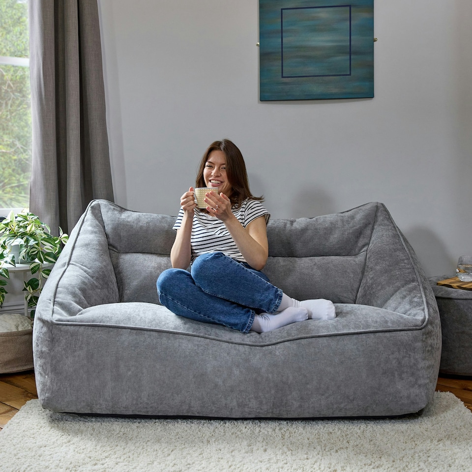 image 1 of icon Cecilia Bean Bag Sofa Grey Giant Chenille Bean Bag Chair Grey