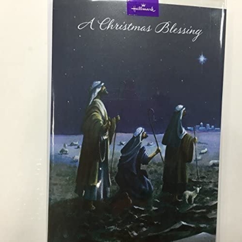 image 1 of Open Christmas Card Religious Xmas Blessing Wise Men And Lambs