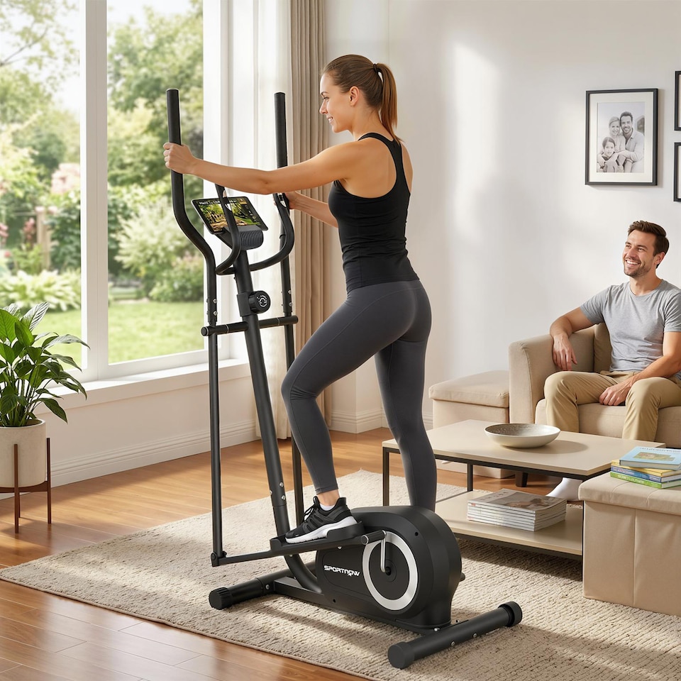 image 1 of SPORTNOW Quiet Magnetic Elliptical Cross Trainer with Bluetooth