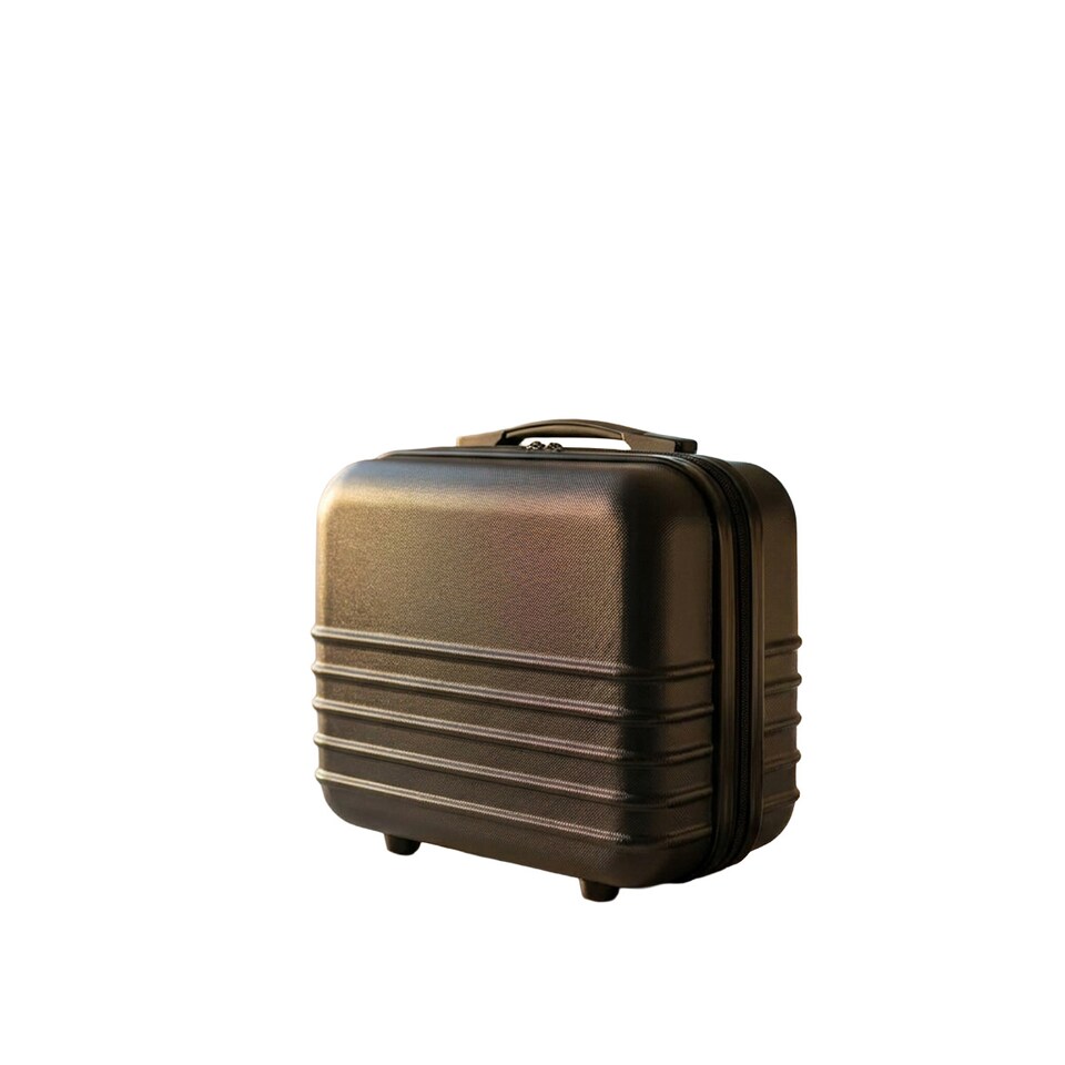 image 1 of ABS Hard Shell Travel Vanity Case - Compact Makeup & Toiletry Organiser - Black