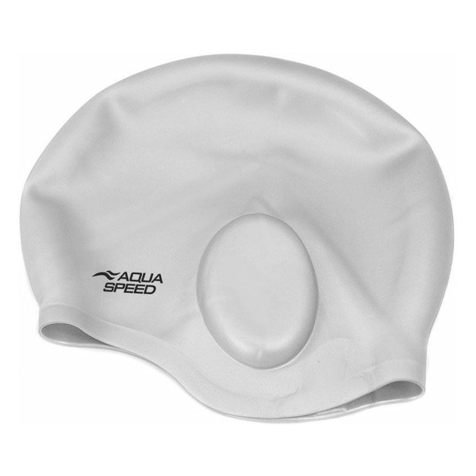 image 1 of Unisex Adult Full Ear Coverage Swimming Cap | Soft Silicone Cap for Pool Use | Silver | Silver | One Size | 1