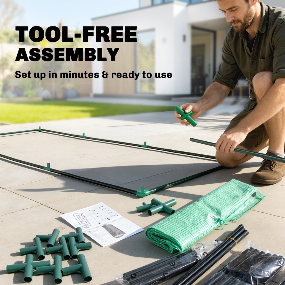 image 1 of Outsunny Portable Small Polytunnel with Mesh Windows, 240x90x90cm