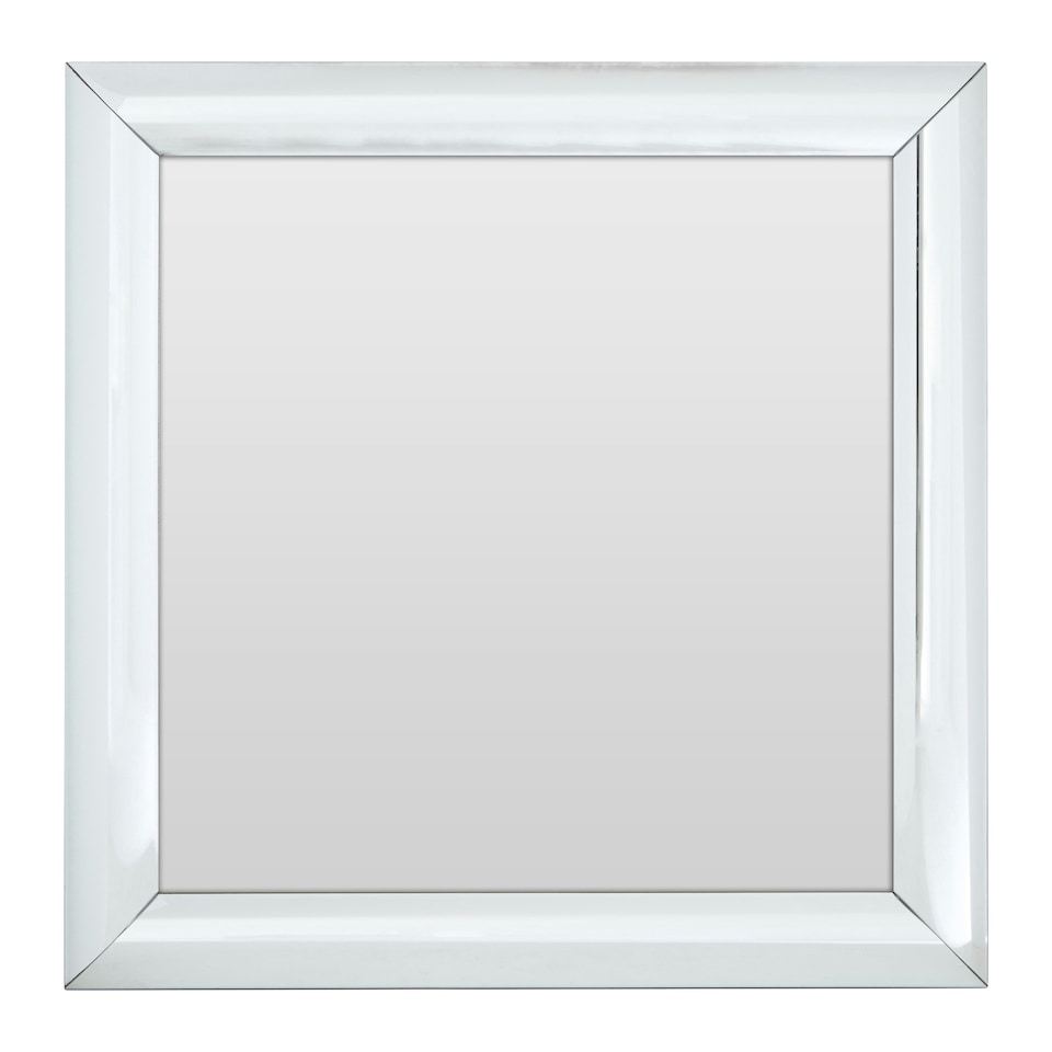 image 1 of Interiors By Premier Thick Silver Frame Small Square Wall Mirror, Bold Wall Mirror With Bevelled Corners, Modern Wall Mirror Silver