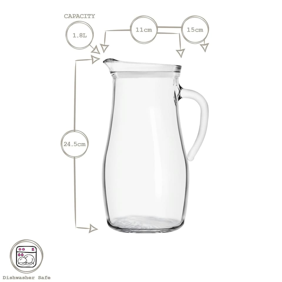 image 1 of LAV Misket Glass Water Jug with Silicone Lid - 1.8L - Clear/White