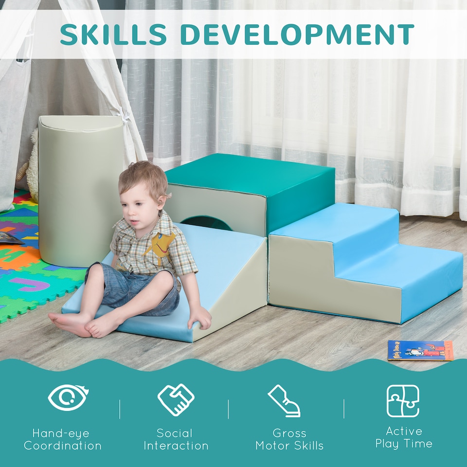 image 1 of HOMCOM 4-Piece Soft Play Set, Baby Foam Block, For Ages 1-3 Years