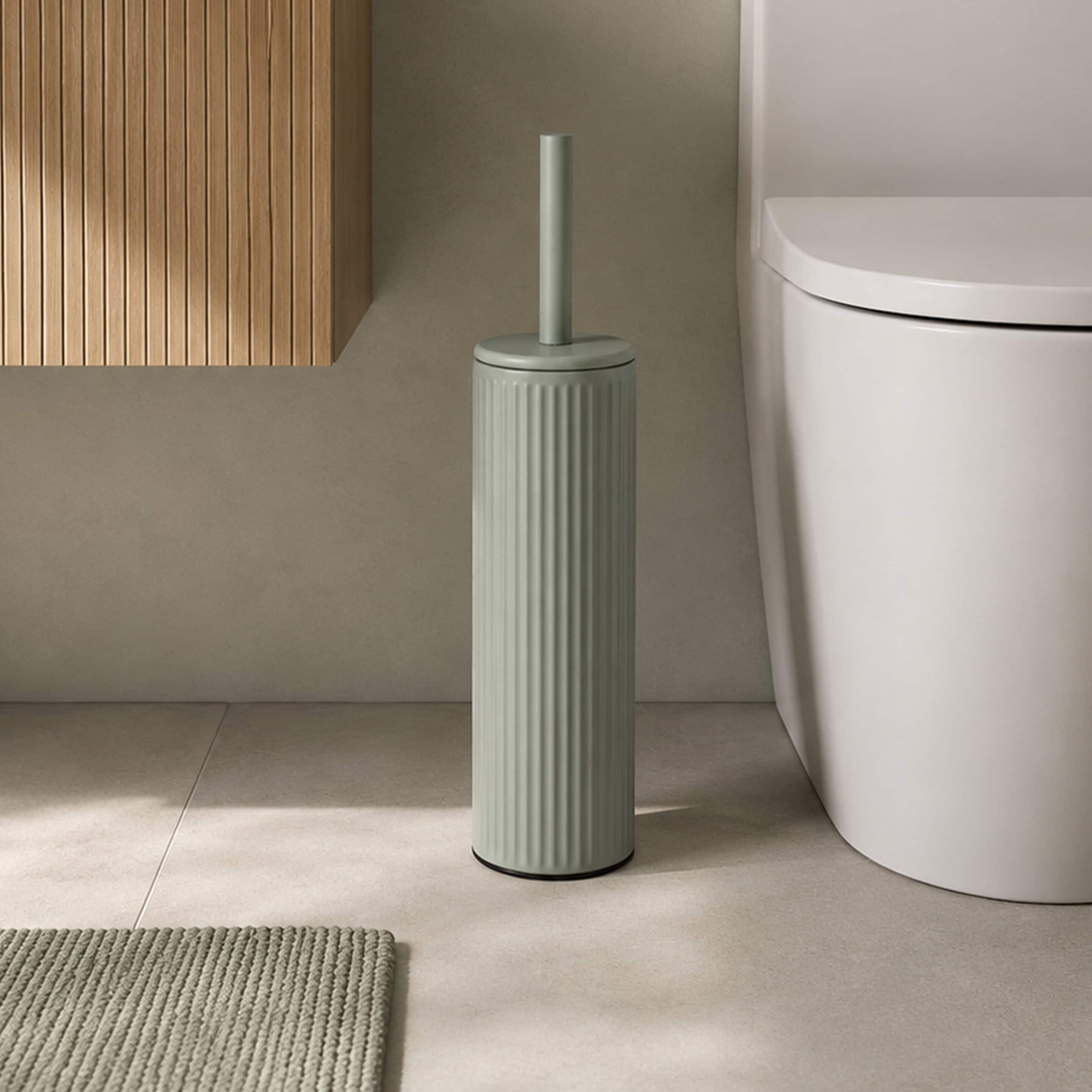 Showerdrape Alpini Round Ribbed Fully Lined Toilet Brush & Holder in Light Green