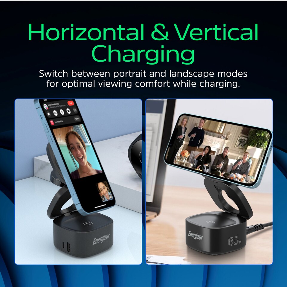 image 1 of Energizer 15W 5-in-1 QI Wireless Stand & Dock Black