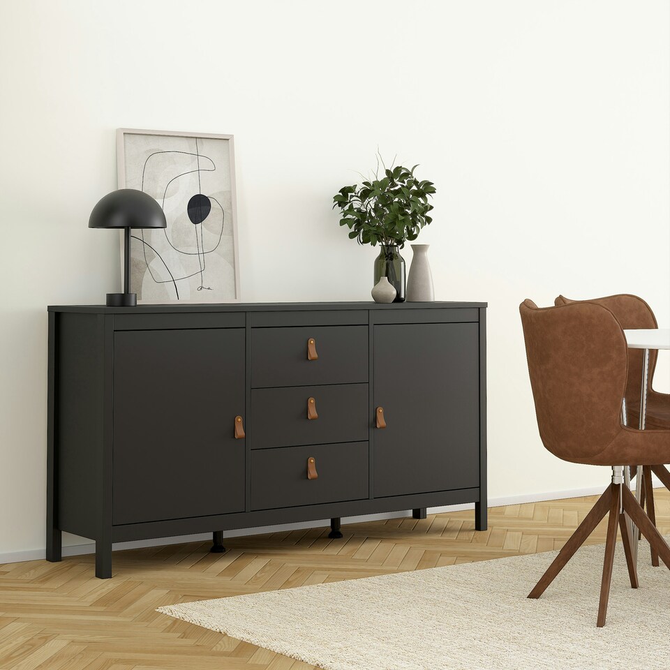 image 1 of Barcelona Sideboard 2 Doors 3 Drawers in Matt Black