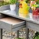 image 8 of Outsunny Garden Potting Table Workstation w/ Metal Tabletop, Drawer, Shelves 