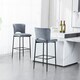 image 6 of Lily Velvet Bar Stool Padded Seat Metal Legs (Grey)