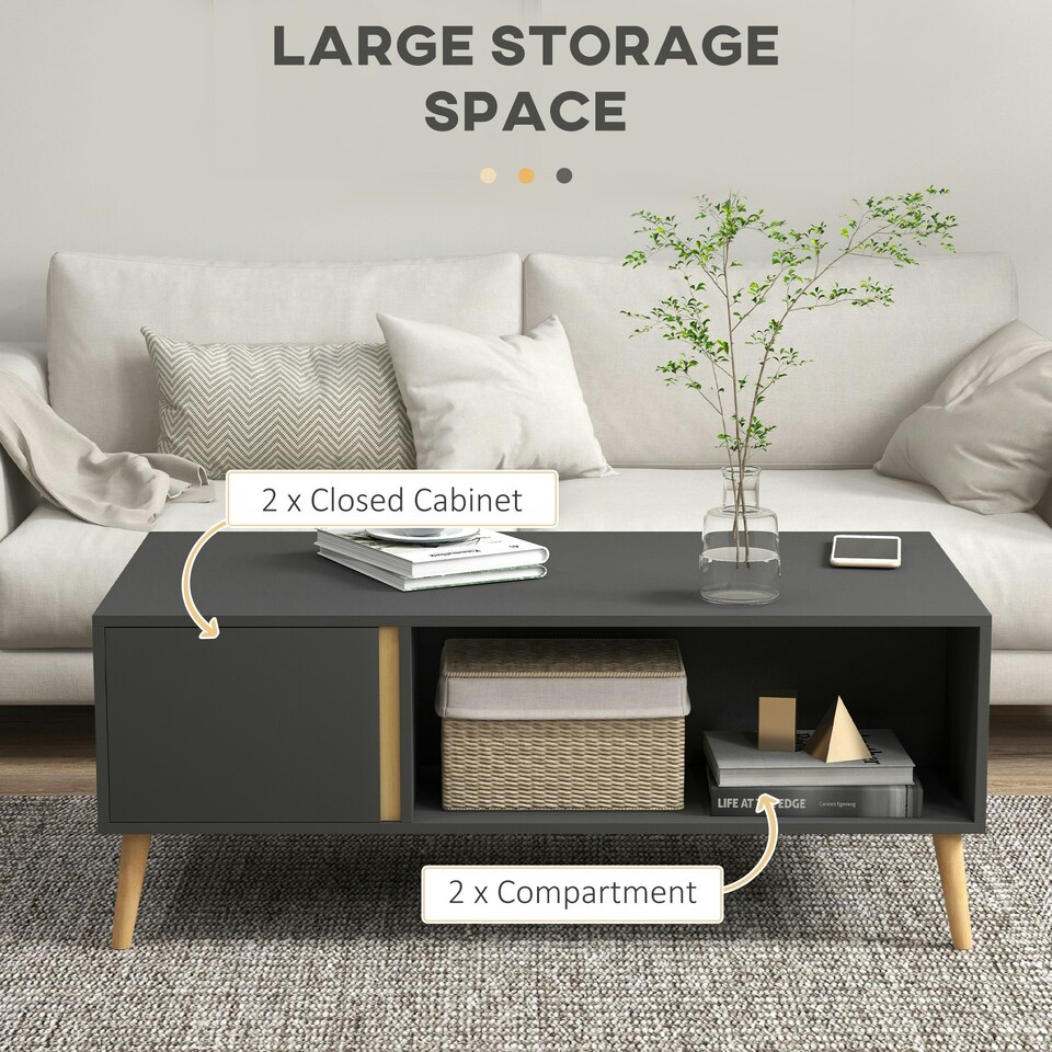 image 1 of HOMCOM Coffee Table Modern Centre Table with Storage Rectangular Grey Grey