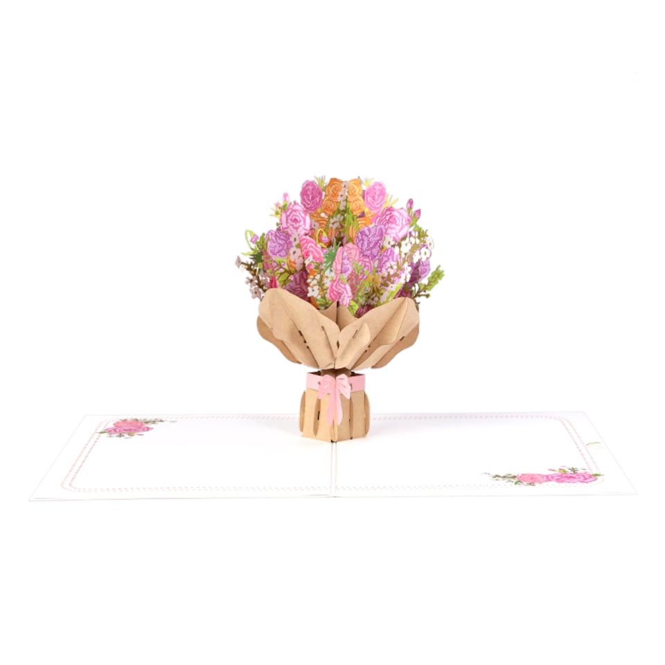 image 1 of Bouquet of Pink Carnation 3D Pop Up Greeting Card