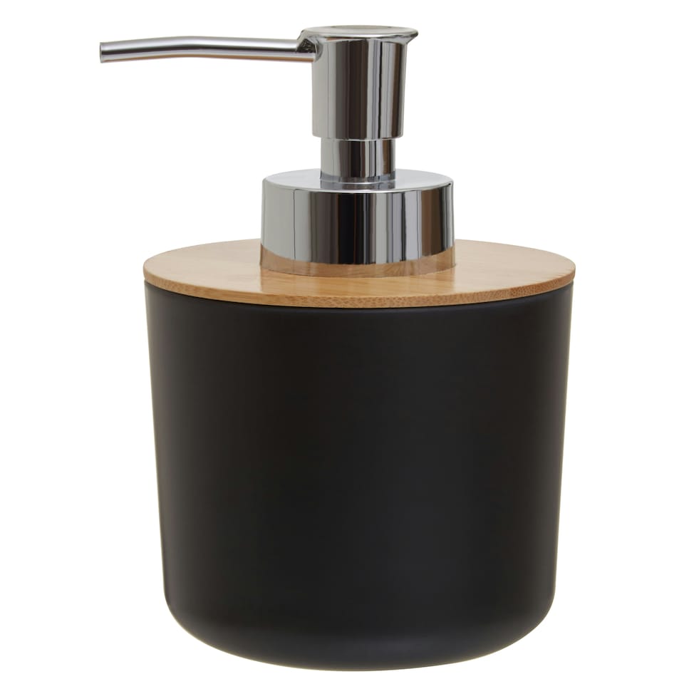 image 1 of Interiors by Premier 300 ml Black Lotion Dispenser, Sustainable Bamboo Fibre Hand Lotion Pump, Modern Design Soap Dispenser