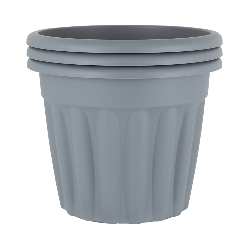 image 1 of Wham Vista 3 x 50cm Round Plastic Garden Planters | Grey | Upcycle Grey