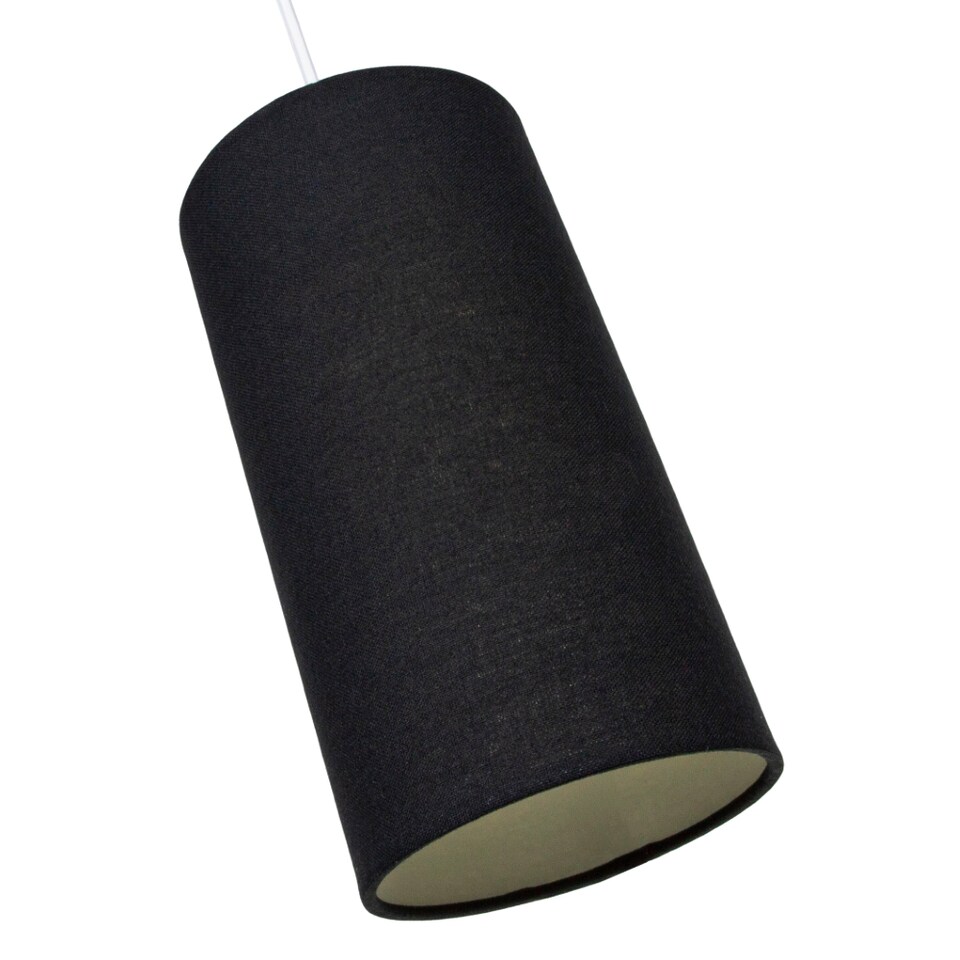 image 1 of Contemporary and Stylish Jet Black Linen Fabric Tall Cylindrical 25cm Lamp Shade | Black