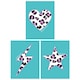 image 1 of Set of 3 Purple Leopard Pattern Heart Lightning Star Turquoise Wall Art Print A4