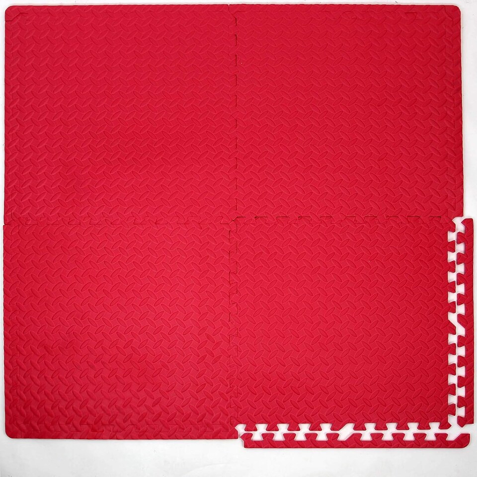 image 1 of Interlocking Gym Yoga Mats Anti-Fatigue EVA Soft Foam Exercise Play Floor Tiles (Red)