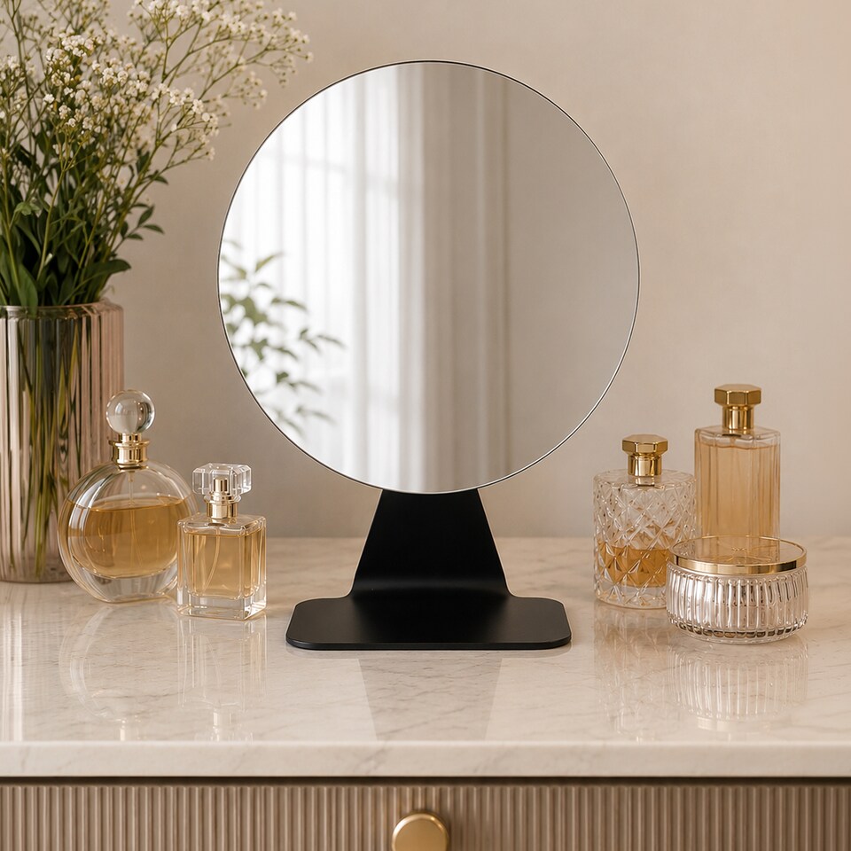 image 1 of Showerdrape Corus Black Round Vanity Mirror
