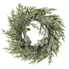 Hill Interiors Frosted Pine & Eucalyptus Wreath - White/Green - One Size
