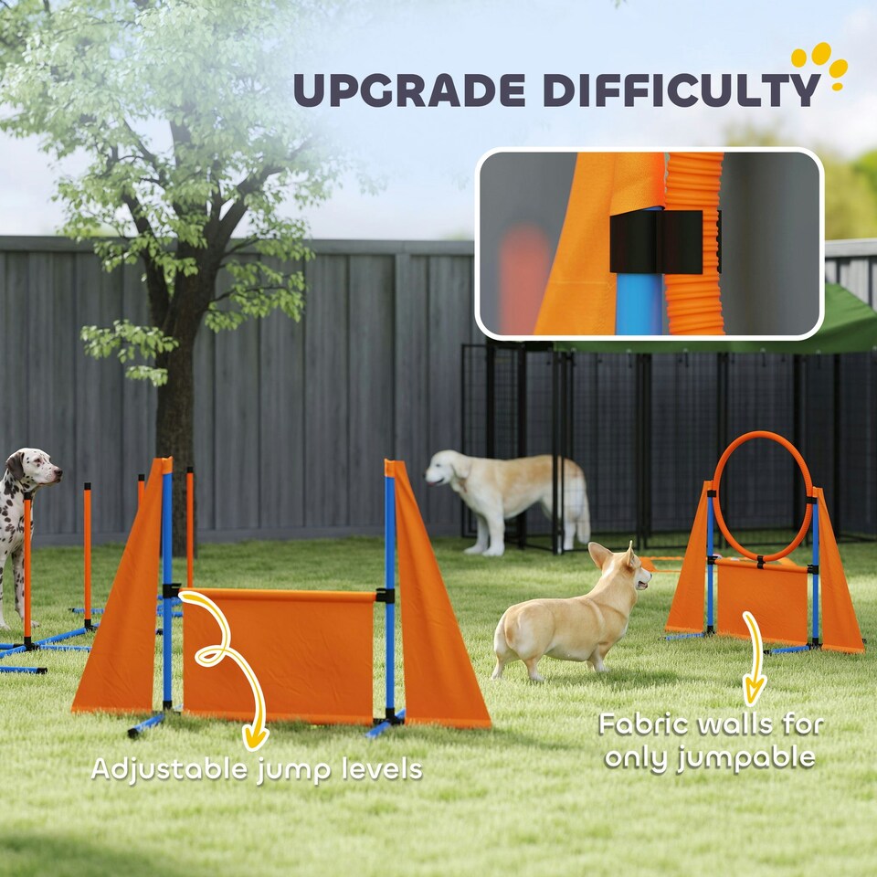 image 1 of PawHut Seven-Piece Dog Agility Equipment, Obstacle Training Course Kit