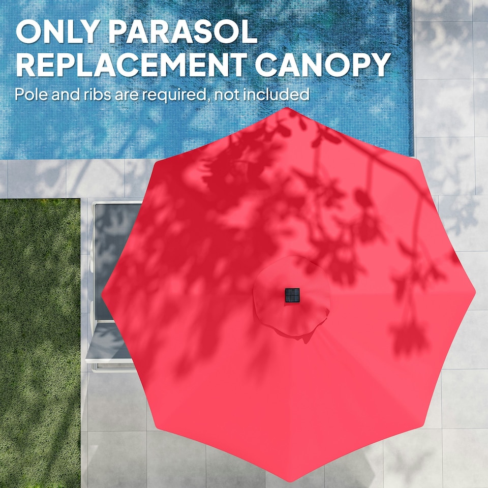 image 1 of Outsunny UPF 50+ Replacement Parasol Canopy Parasol Cover Replacement, Red