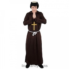 Medieval Monk Costume With Wig Brown | L